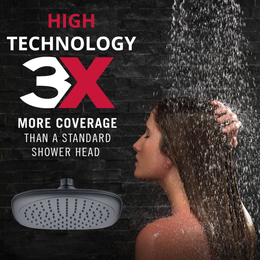 Hobylife 8-inch Luxury Rain Shower Head, High Pressure Shower Head, Black –  HobyLife
